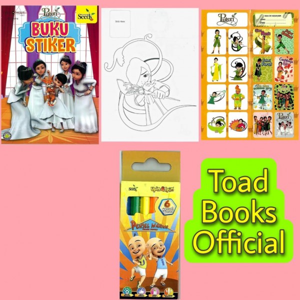 PUTERI BUKU STIKER + 6 PENSEL WARNA KECIL STLC PUT - SERIES 2 ( SET )